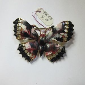 Vintage Hand Painted Butterfly Pin 80's
